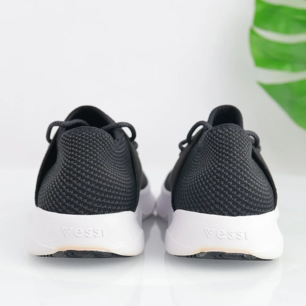 Vessi Womens Everyday Sneakers Size 10 Waterproof Black Gray Knit Lace Up Shoes